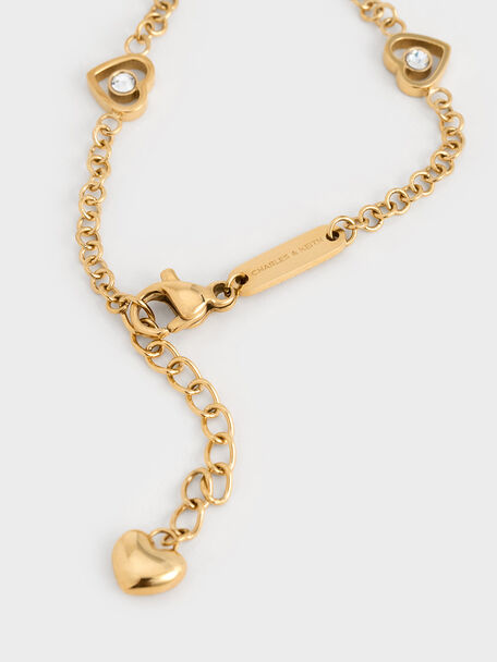 Malorie Crystal Heart Bracelet, Gold, hi-res