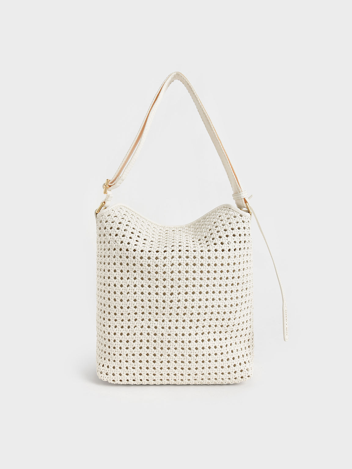 Cecily Woven Large Shoulder Bag Cream