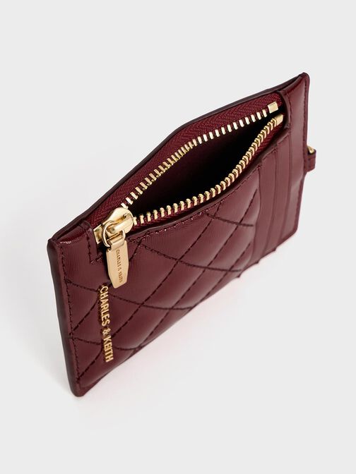 Wisteria Quilted Braided-Strap Card Holder, Burgundy, hi-res