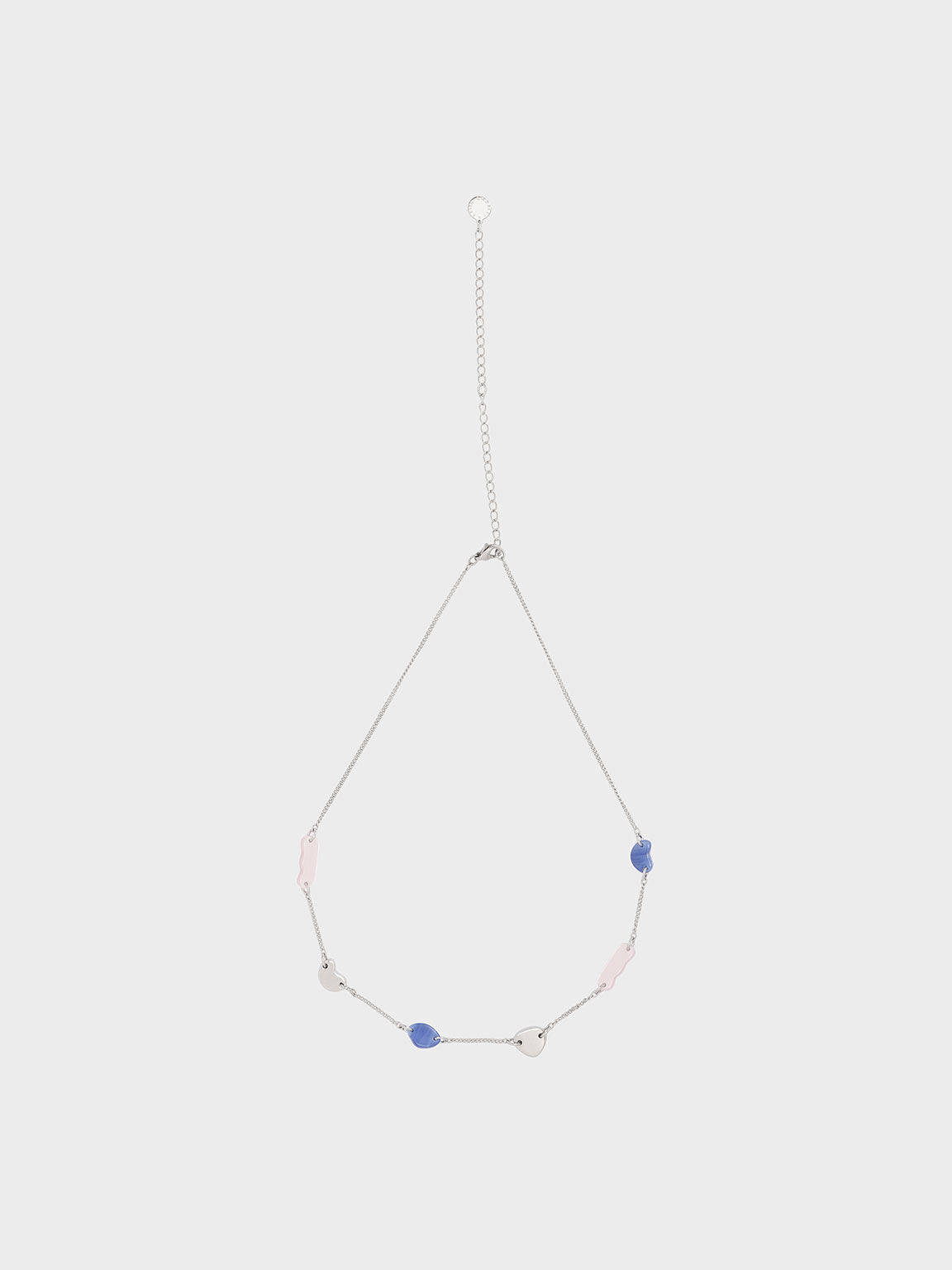 Resin Embellished Chain Link Choker, Silver, hi-res