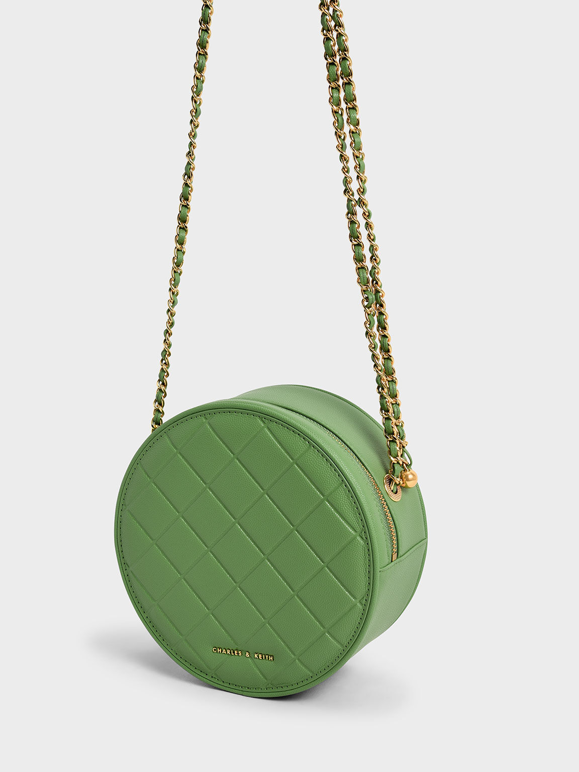 Kwan Quilted Circle Bag, Green, hi-res