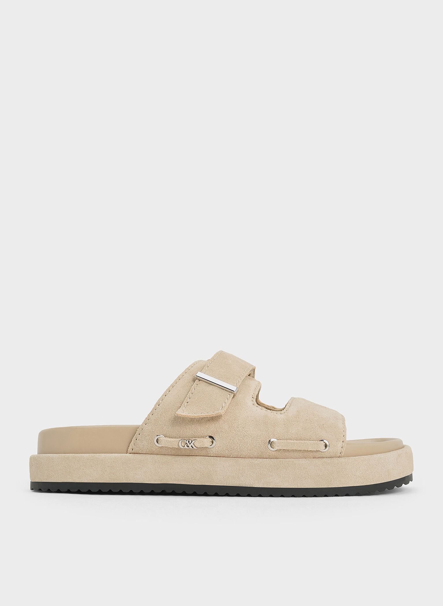 Kori Suede Slide Sandals, Beige, hi-res