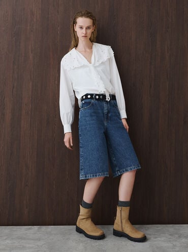 데반 인조 스웨이드 사이드-지퍼 리지드-솔 카프 부츠, 카멜, hi-res