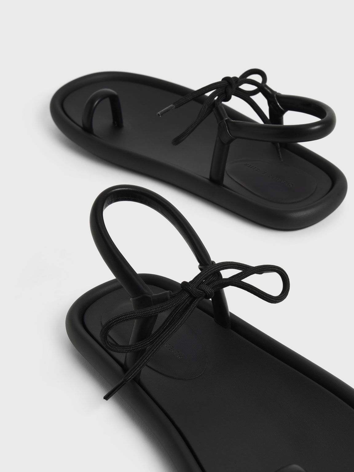 Austell Bow-Tie Toe-Ring Padded Sandals, Black, hi-res