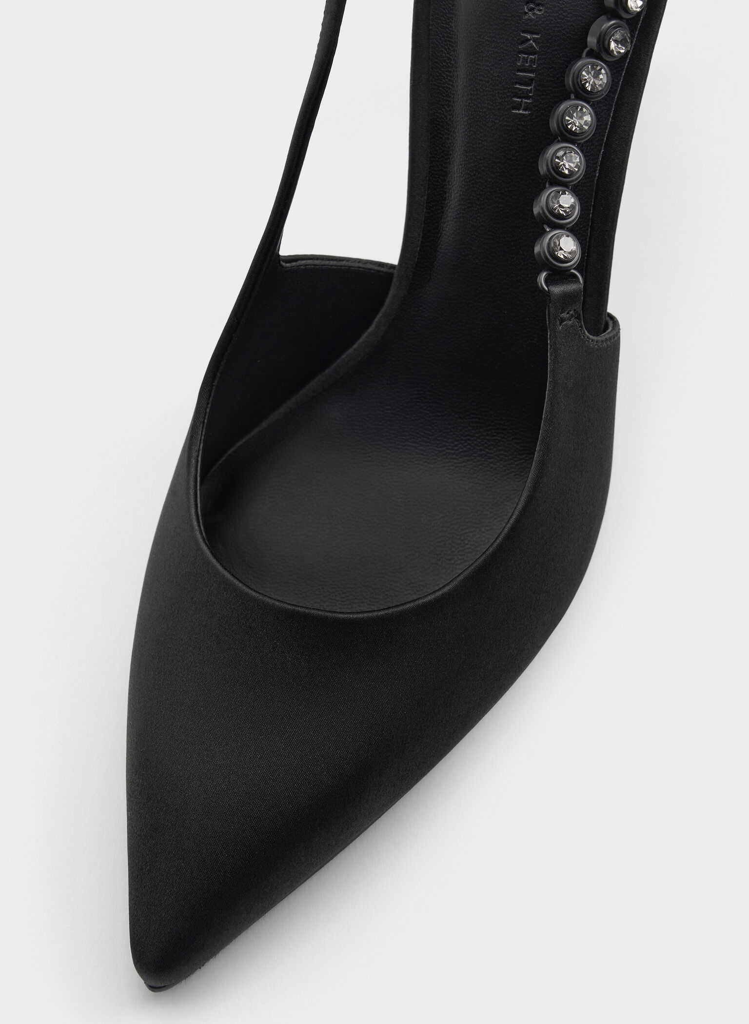 Flores Recycled Polyester Gem-Strap Slingback Pumps, Black, hi-res