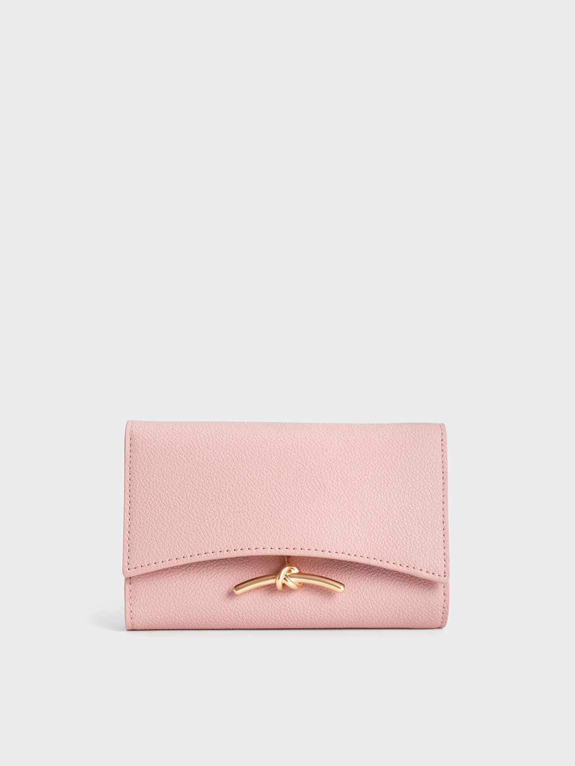 Huxley Metallic Accent Front Flap Wallet, Light Pink, hi-res