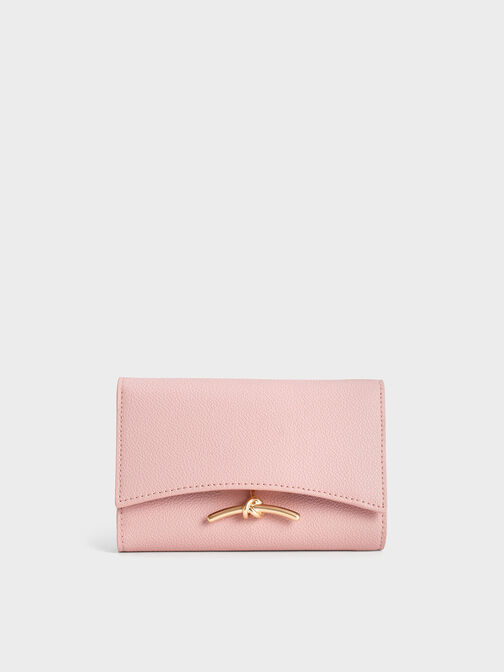 Huxley Metallic Accent Front Flap Wallet, Light Pink, hi-res