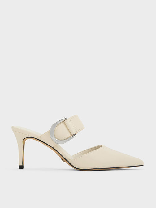 Gabine Leather Mule Pumps, Chalk, hi-res