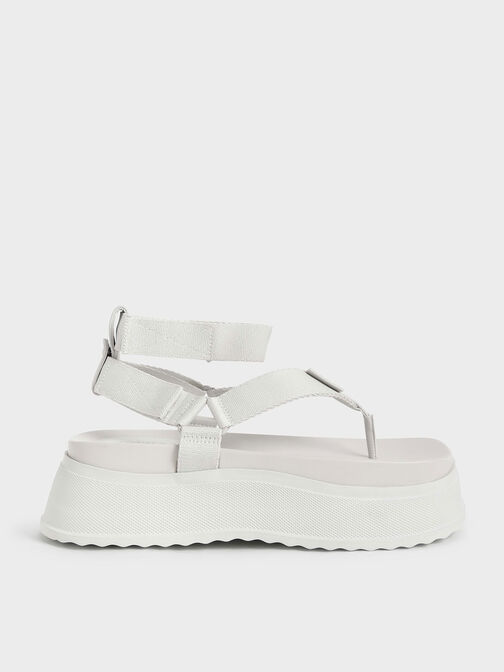 Joss Ankle-Strap Flatform Thong Sandals, Chalk, hi-res