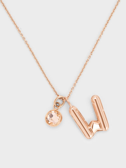 Alphabet 'W' Charm, Rose Gold, hi-res