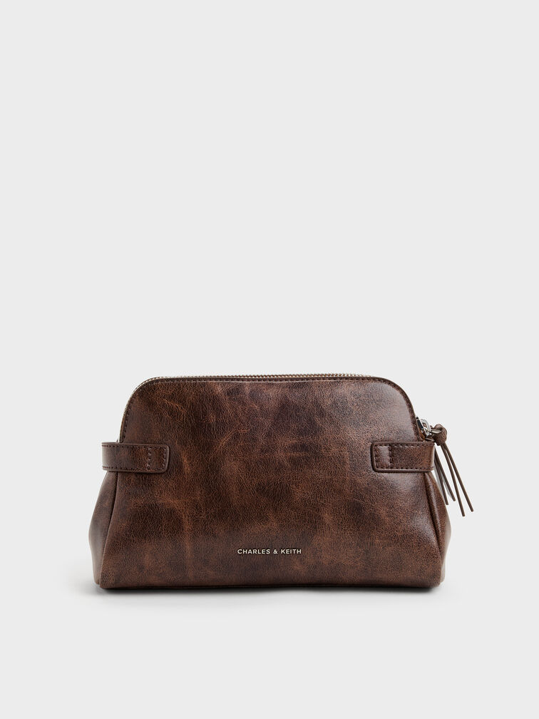 Nellie Heart-Charm Shoulder Bag, Distressed Coffee, hi-res