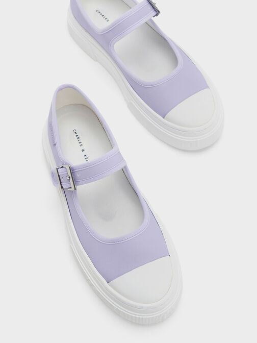 Two-Tone Mary Jane Sneakers, Lilac, hi-res