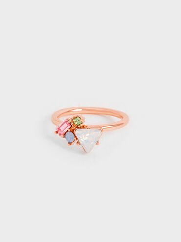Crystal-Embellished Ring, Rose Gold, hi-res