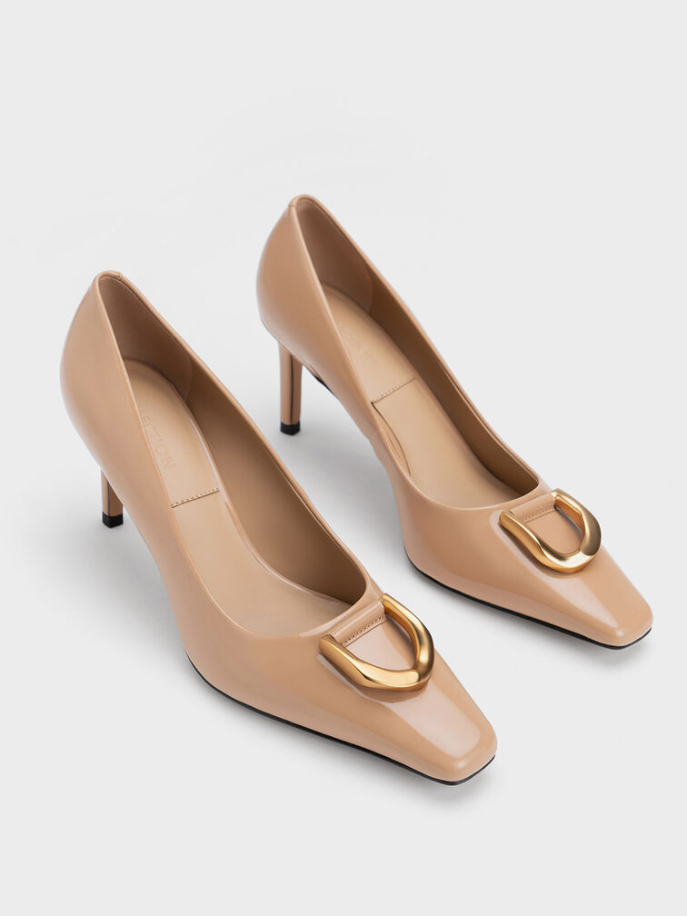 Gabine Patent Leather Tapered Pumps, Nude, hi-res