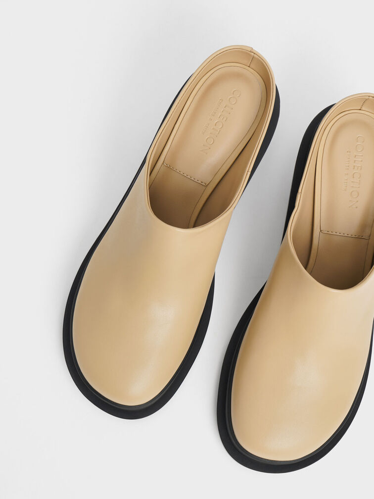 Frida Leather Kitten Heel Mules, Sand, hi-res