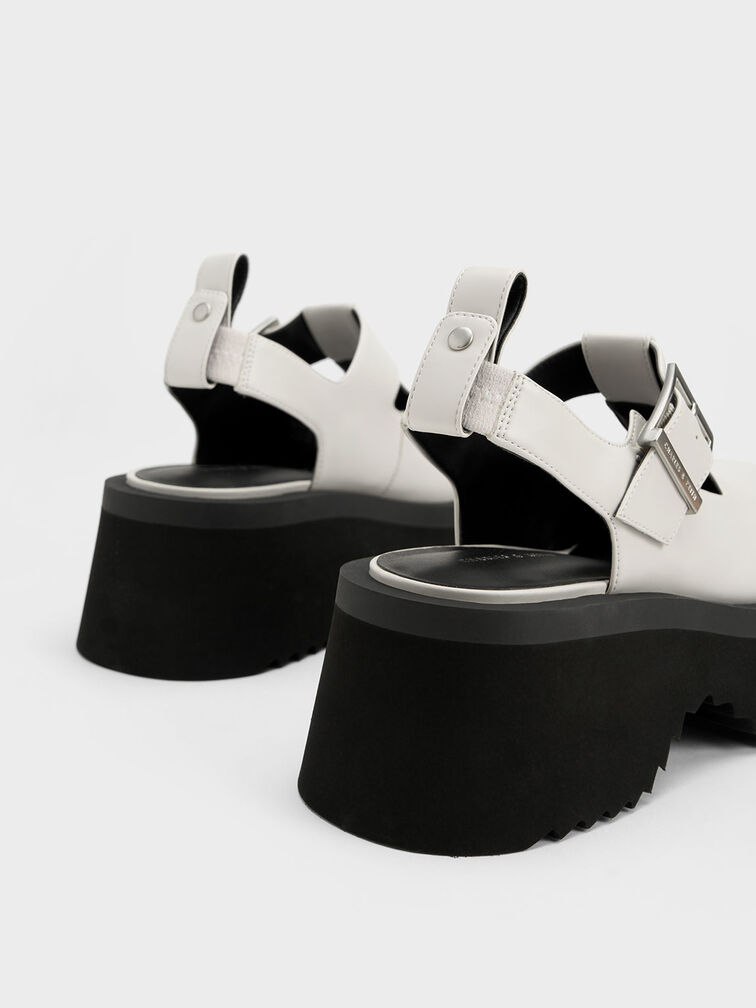 Chunky Chain Cut-Out Mary Janes, White, hi-res