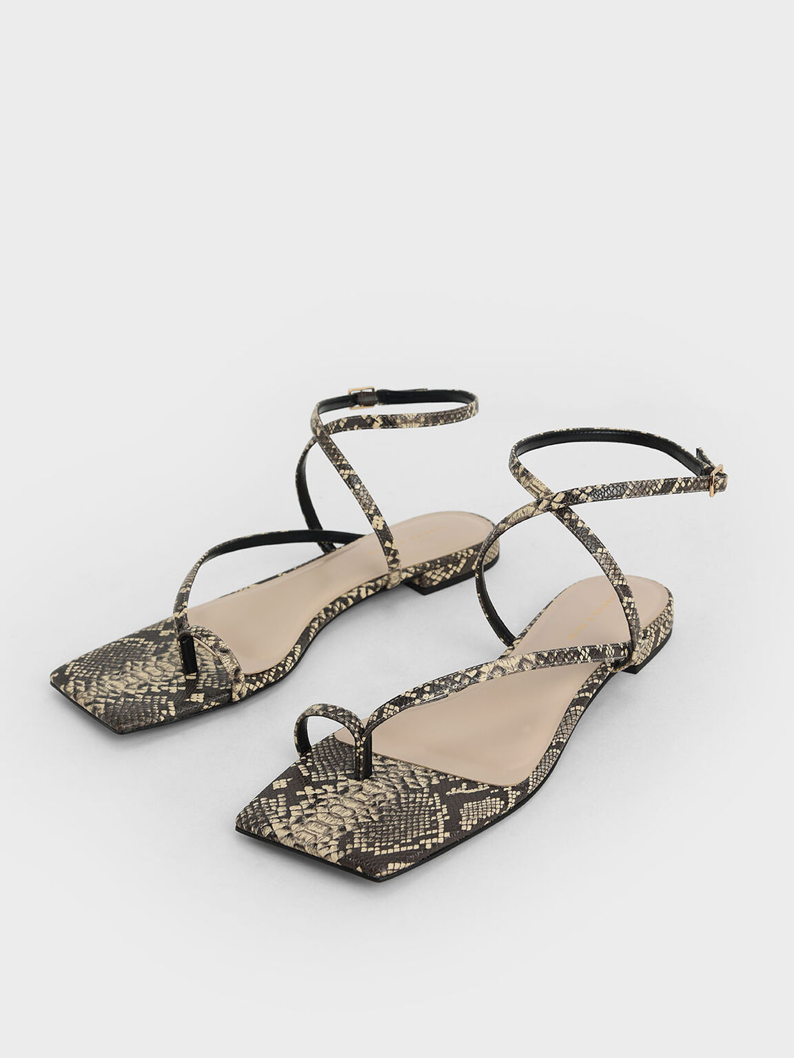 frayya leather ankle wrap strappy toe loop sandals