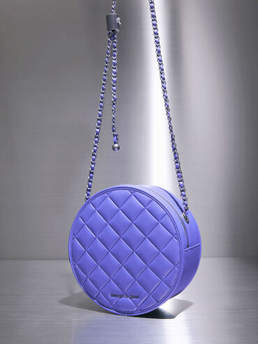 Kwan Quilted Circle Bag, Purple, hi-res