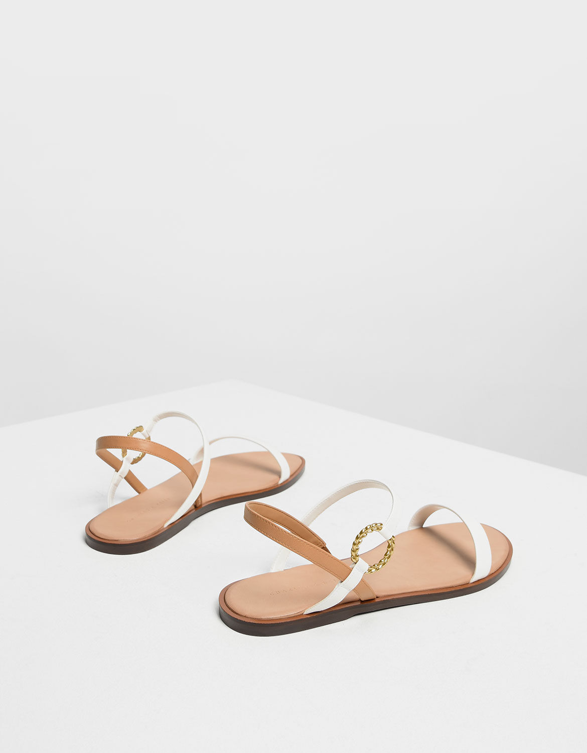 White Gold Buckle Detail Sandals CHARLES KEITH International