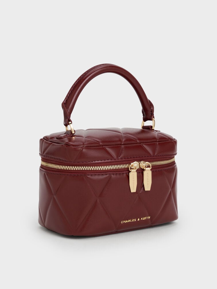 Arwen Quilted Top Handle Vanity Bag, Burgundy, hi-res