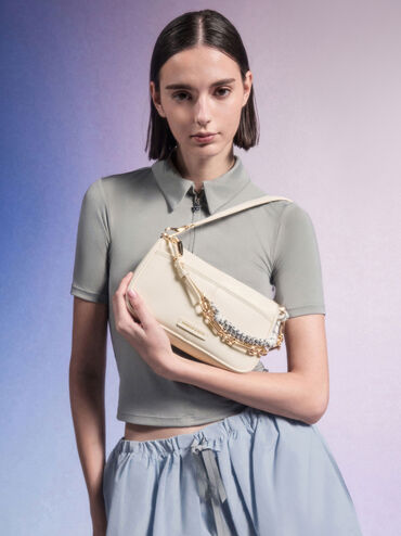 Addison Knotted-Rope Shoulder Bag, Cream, hi-res