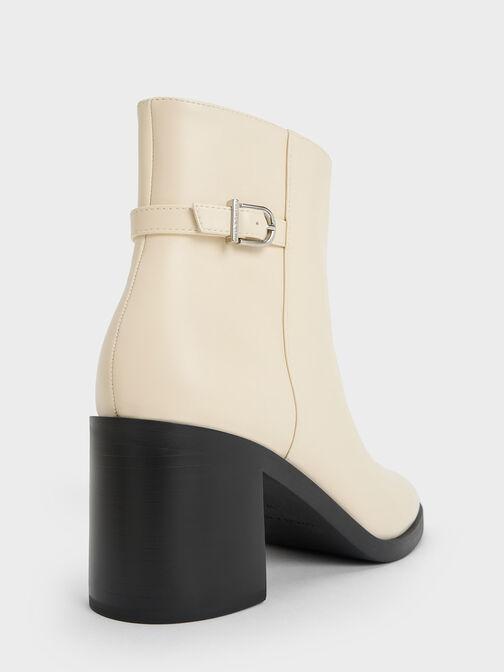 Side-Buckle Block Heel Ankle Boots, Chalk, hi-res