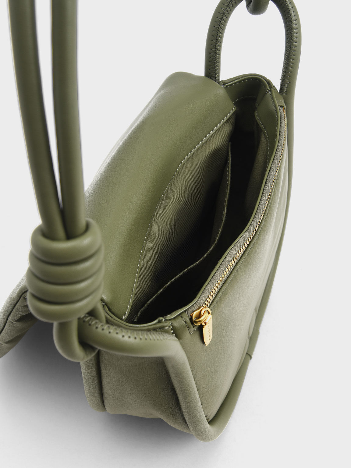 Luna Knotted Handle Shoulder Bag, Olive, hi-res