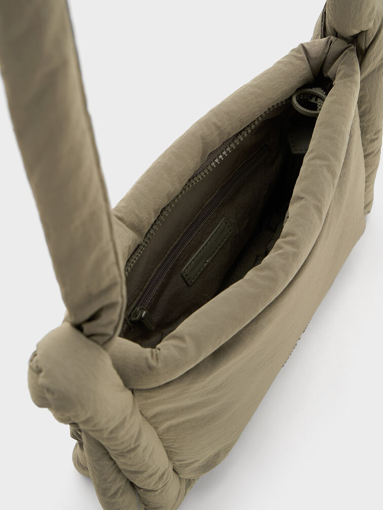 Errya Nylon Puffy Crossbody Bag, Khaki, hi-res