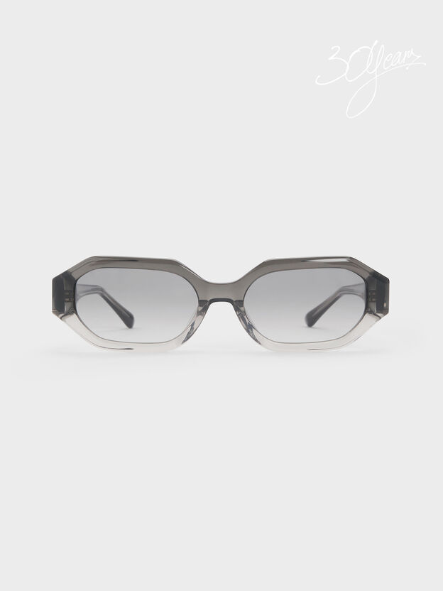 Gabine Ombre Oval Sunglasses, Grey, hi-res
