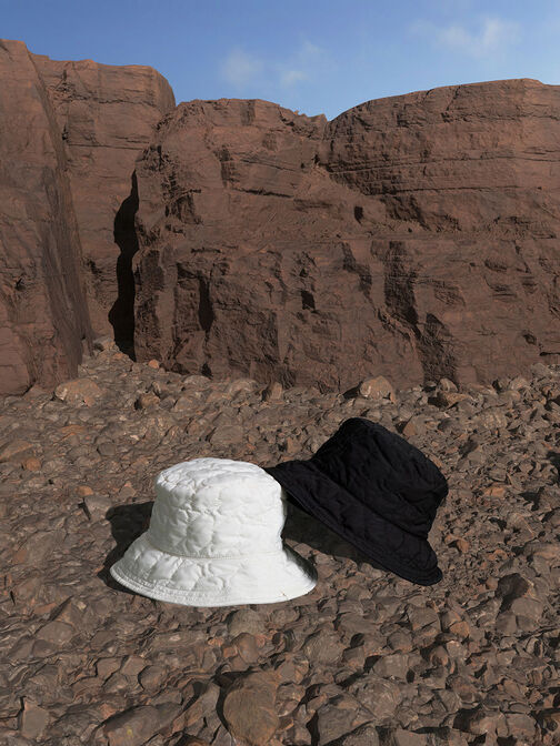 澎澎衍縫漁夫帽, 白色, hi-res