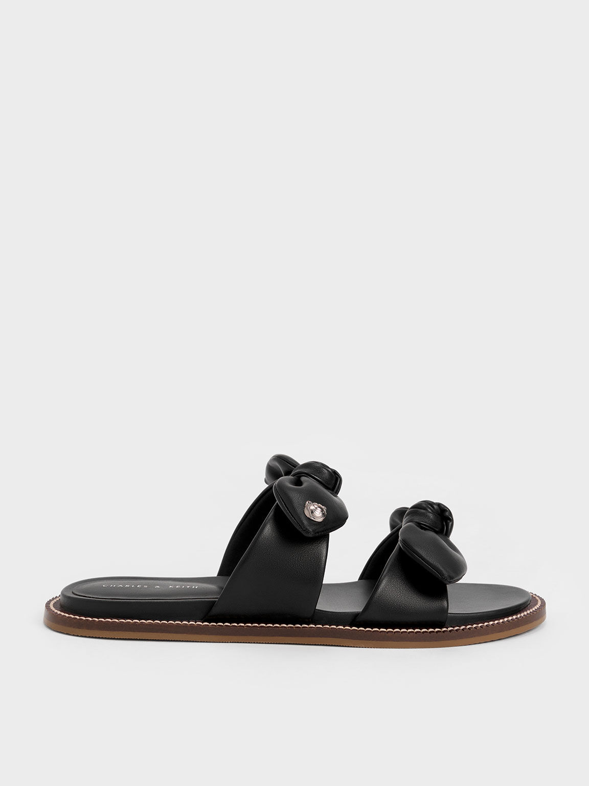 CHARLES & KEITH 皮克斯熊抱哥系列：雙結平底拖鞋, 黑色, hi-res