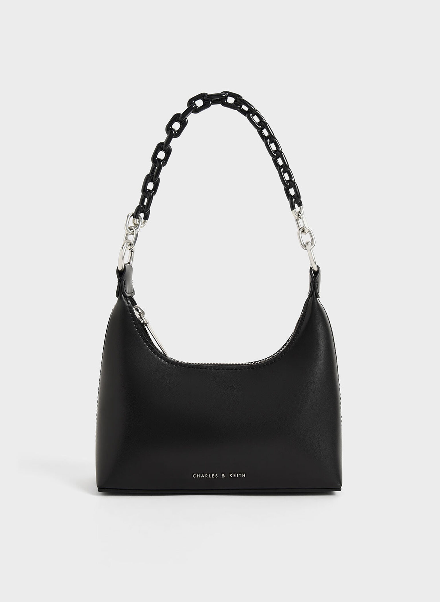 Koi Chain Handle Shoulder Bag, Black, hi-res