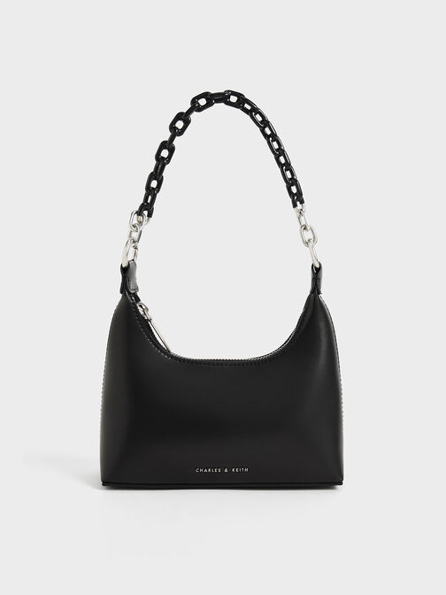 Koi Chain Handle Shoulder Bag, Black, hi-res