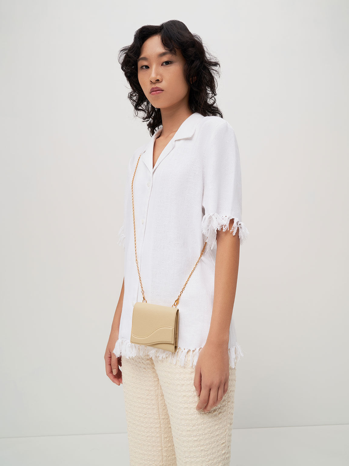 Verity Chain Handle Small Wallet, Beige, hi-res