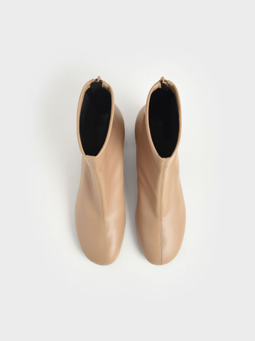 Block Heel Ankle Boots, Beige, hi-res