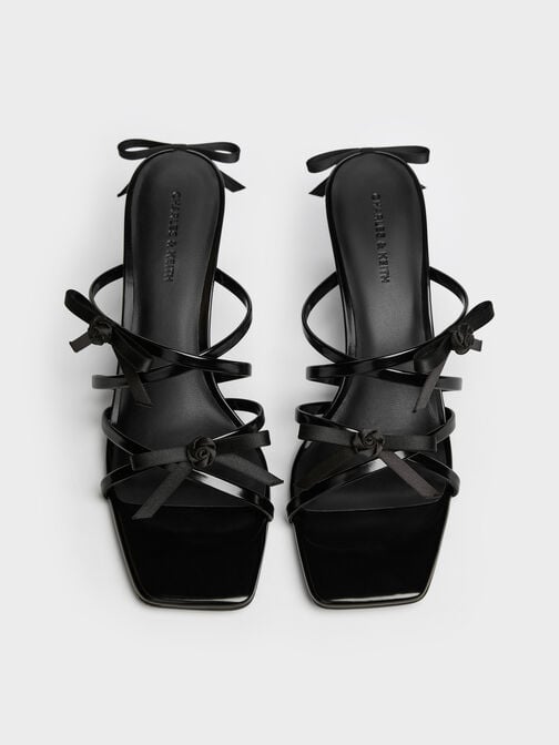 Kelis Rose-Bow Strappy Heeled Mules, Black Box, hi-res