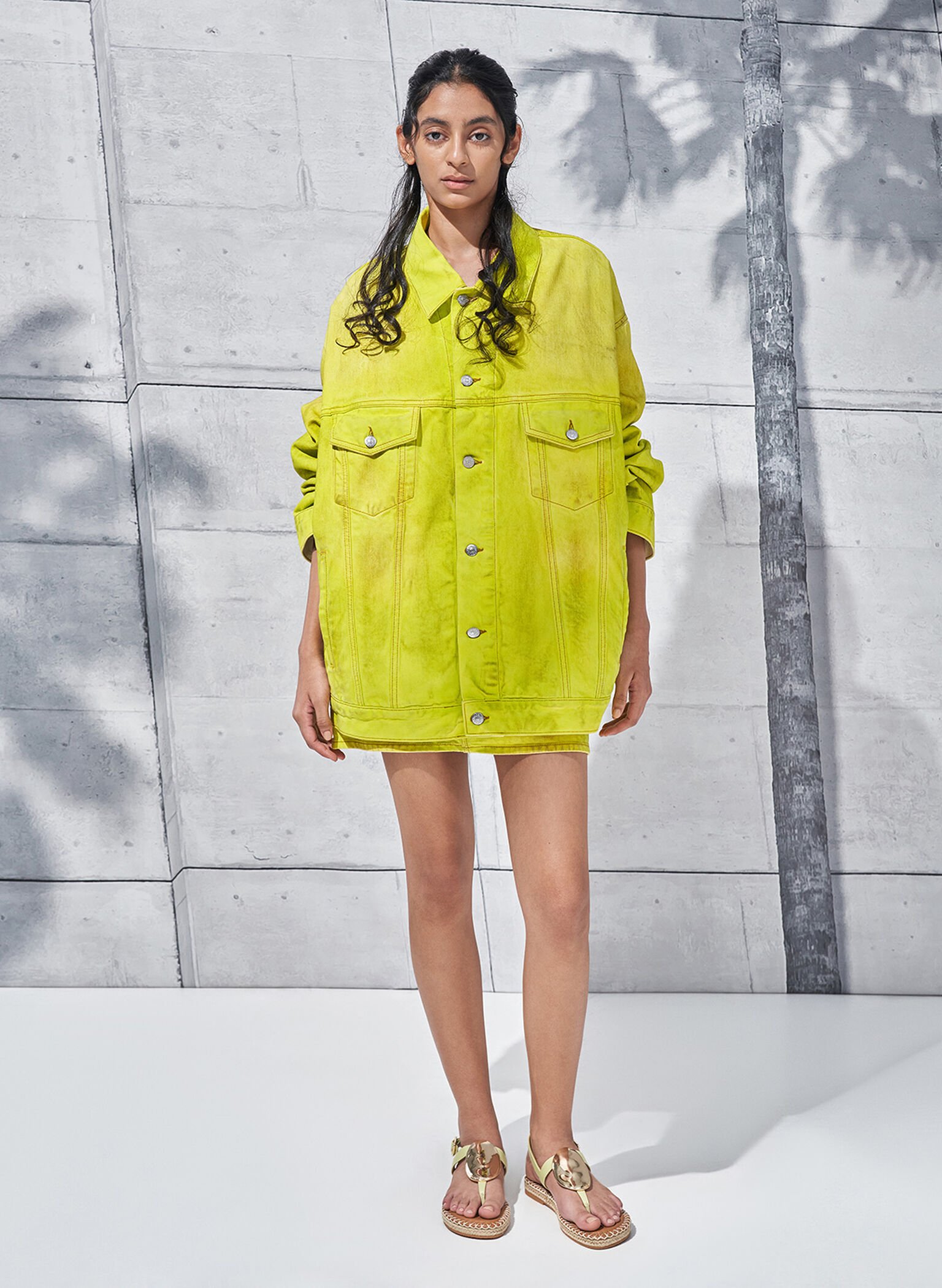 Metallic Oval Espadrille Sandals, Lime, hi-res