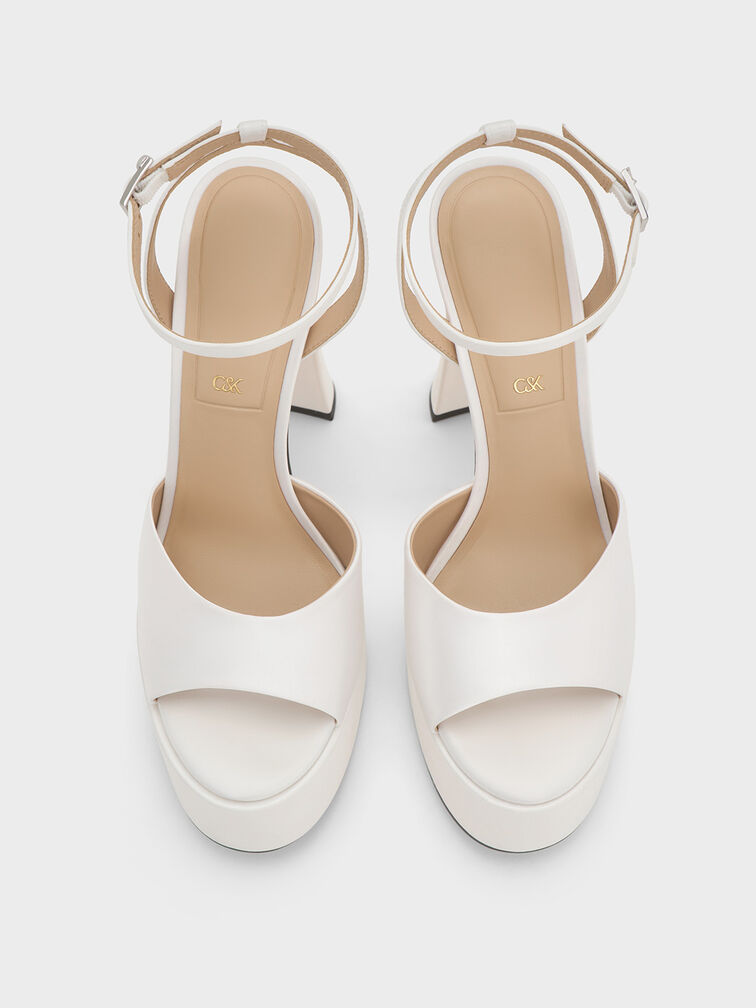 Michelle Recycled Polyester Platform Sandals, White, hi-res