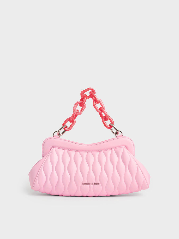 Iva Acrylic Handle Clutch, Pink, hi-res