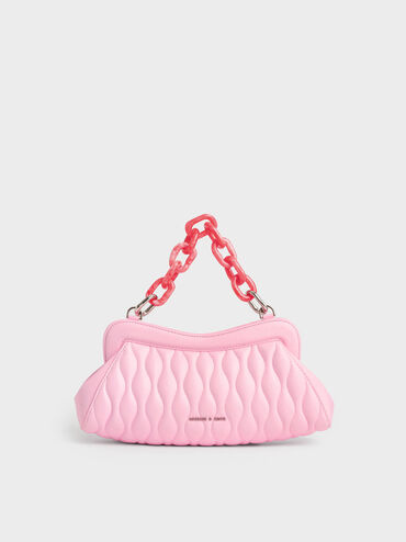 Iva Acrylic Handle Clutch, Pink, hi-res