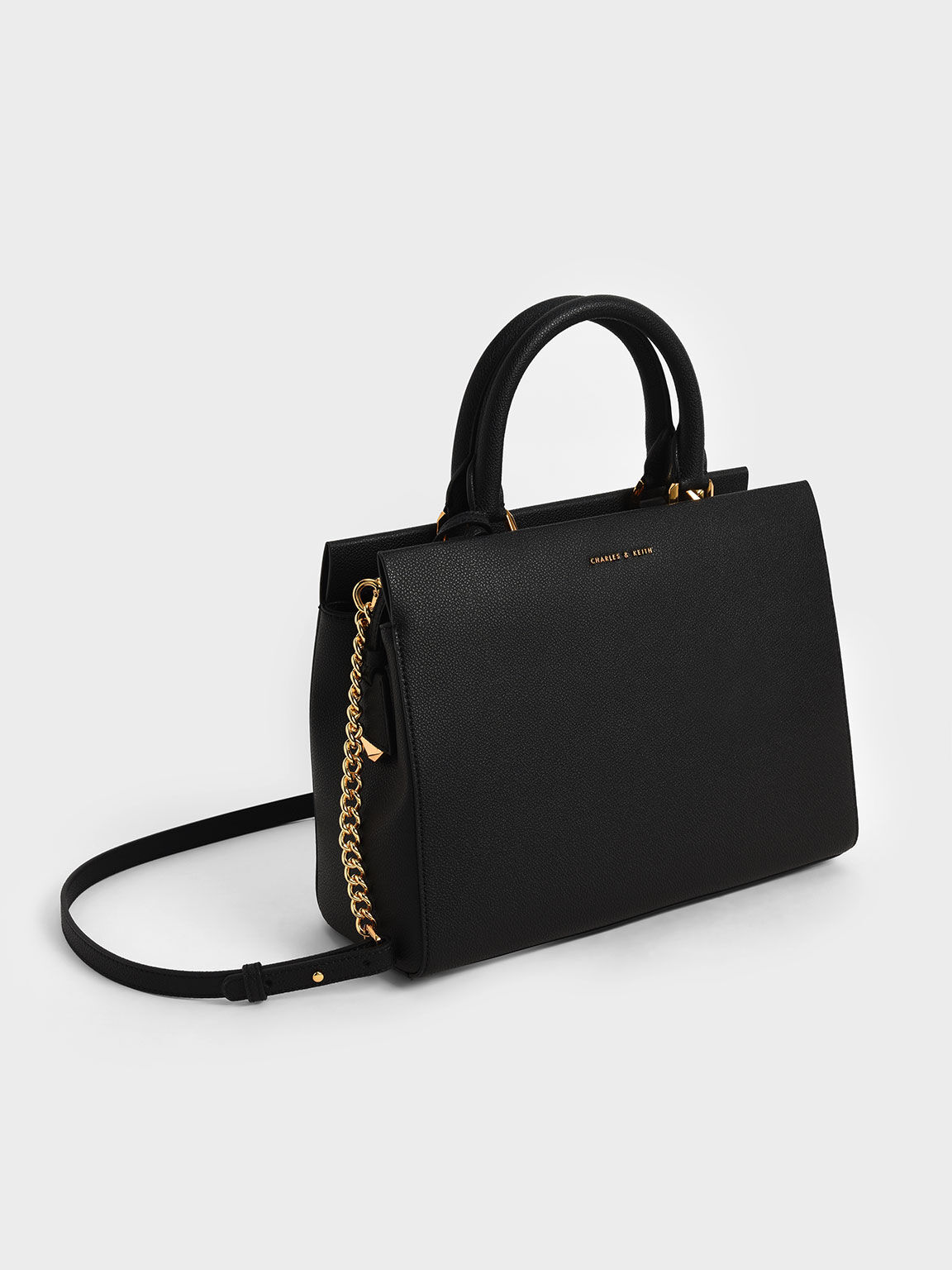 Black Large Double Handle Bag - CHARLES & KEITH US