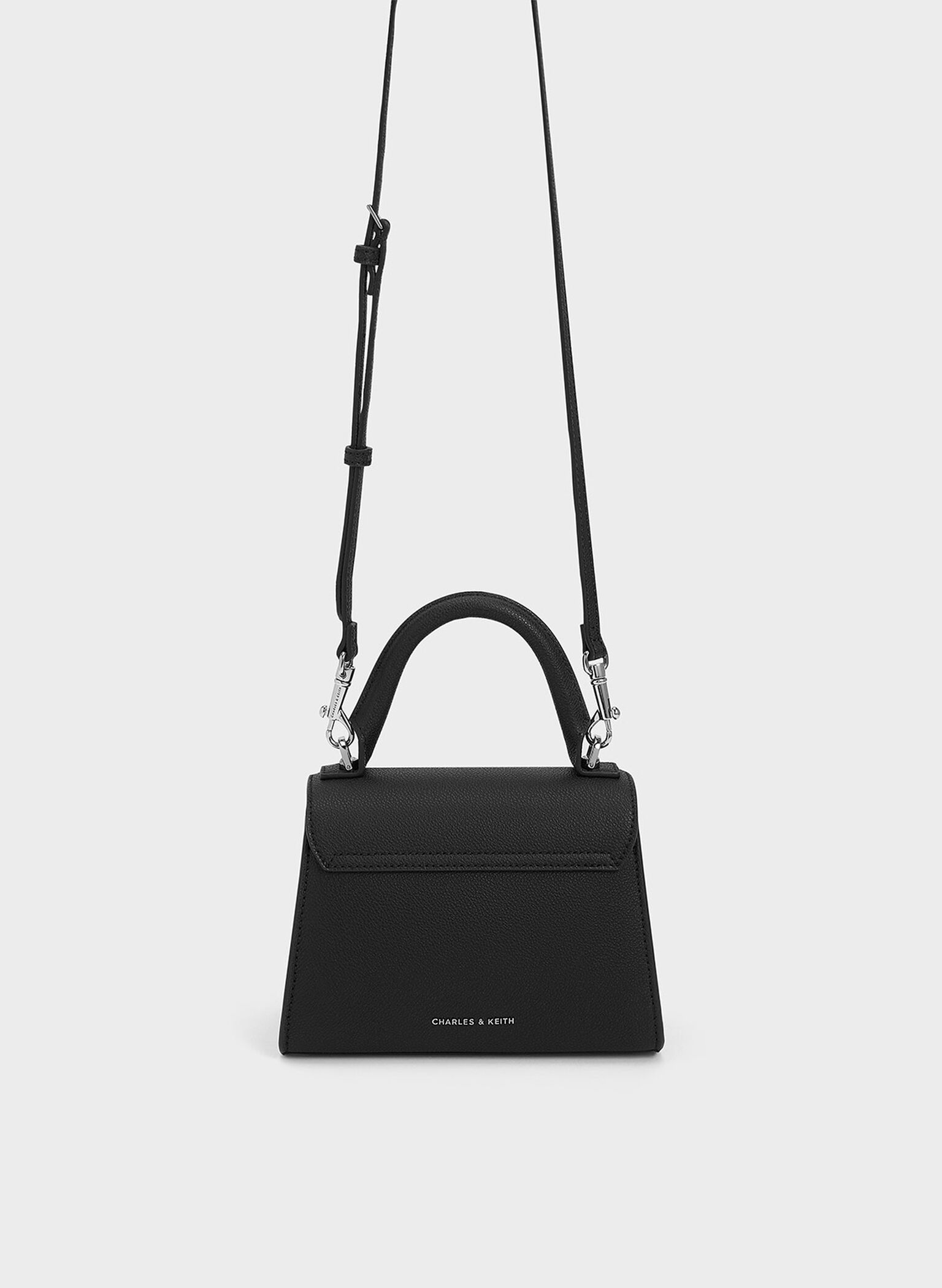 Bolso Huxley metalizado con asa superior y cierre de presión, Noir, hi-res