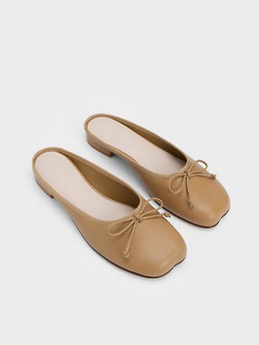 Bow Slip-On Flats, Camel, hi-res