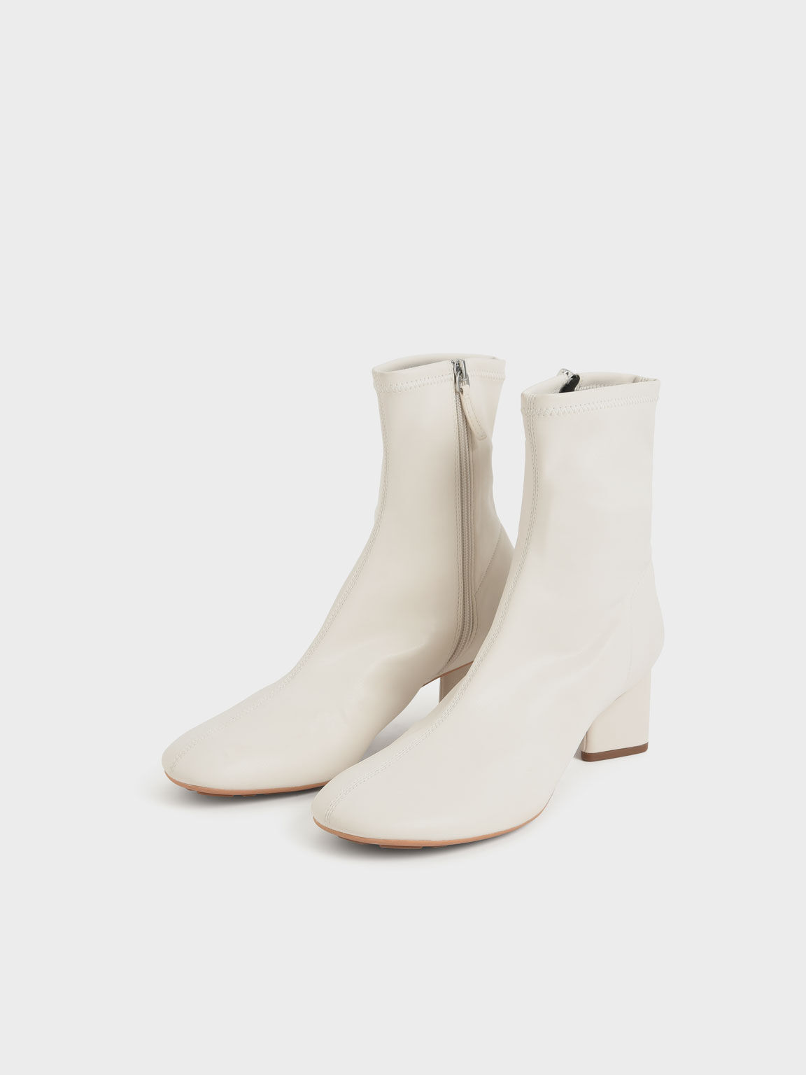 Blade Heel Ankle Boots, Chalk, hi-res