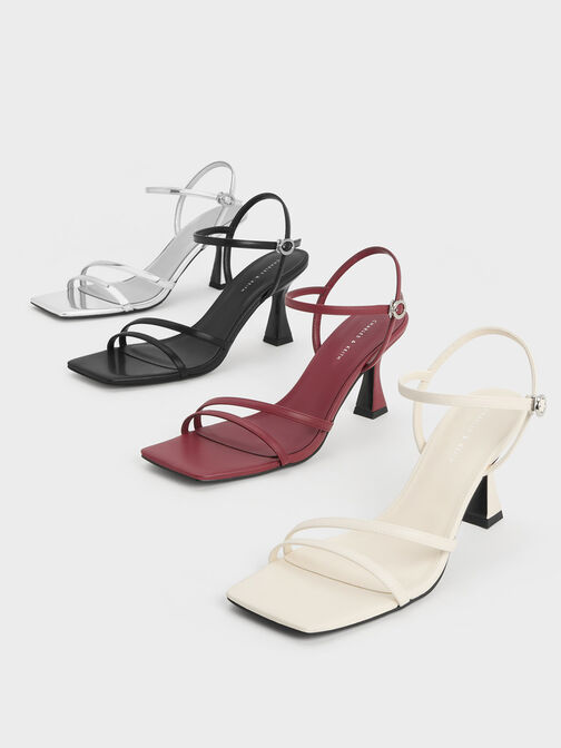 Strappy Trapeze Heel Sandals, Chalk, hi-res