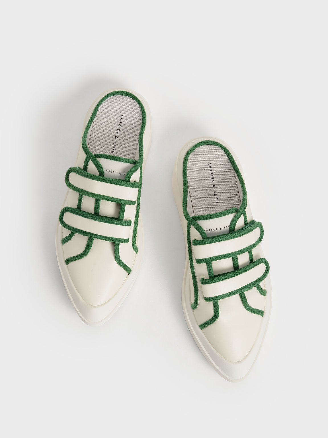 Two-Tone Velcro Sneaker Mules, Green, hi-res