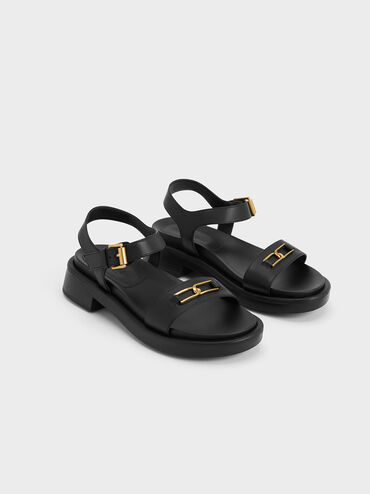 Sandalias Gabine de cuero, Negro, hi-res