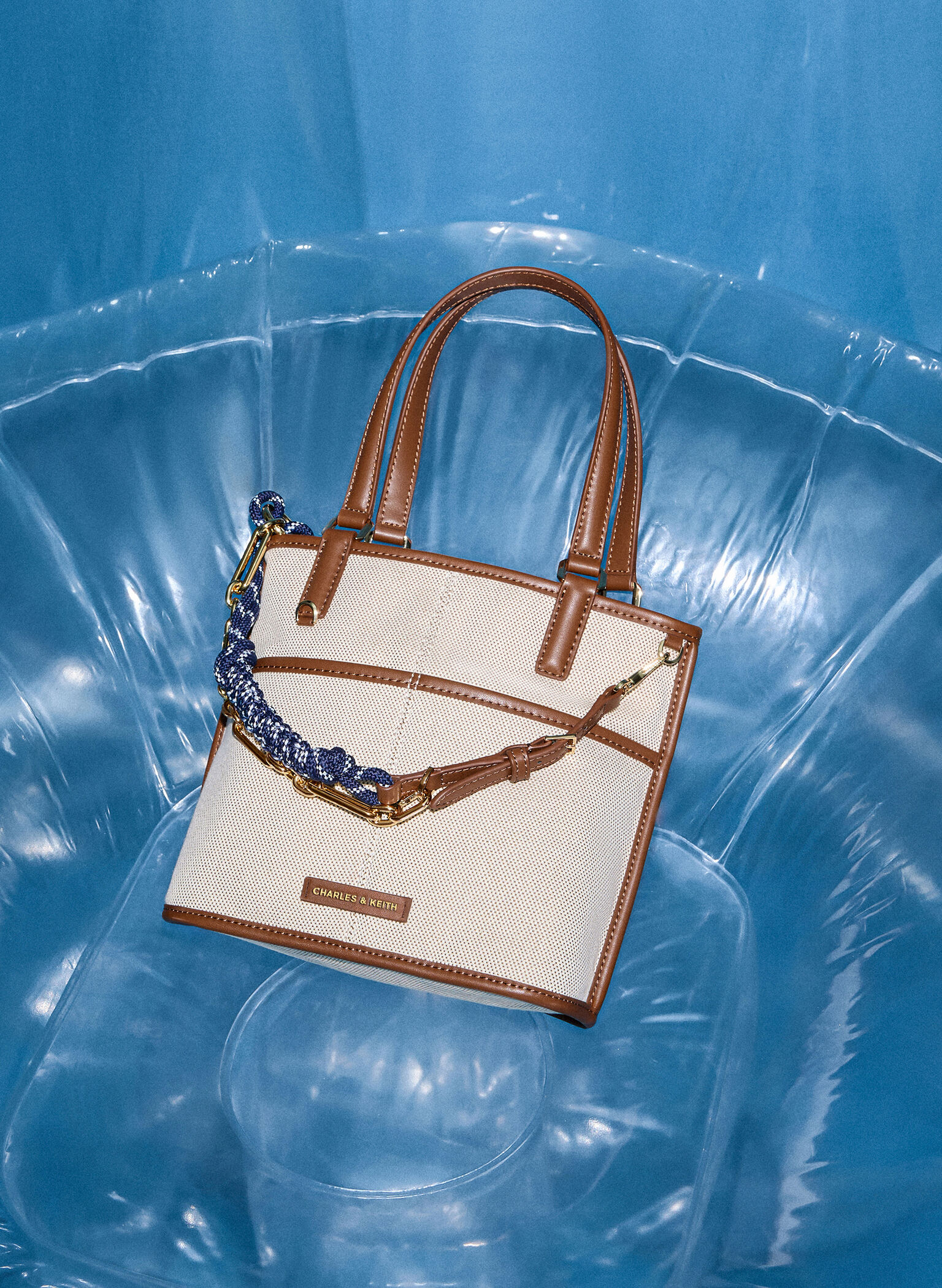 Addison Canvas Knotted-Rope Reversible Tote Bag, Lona gris pardo, hi-res