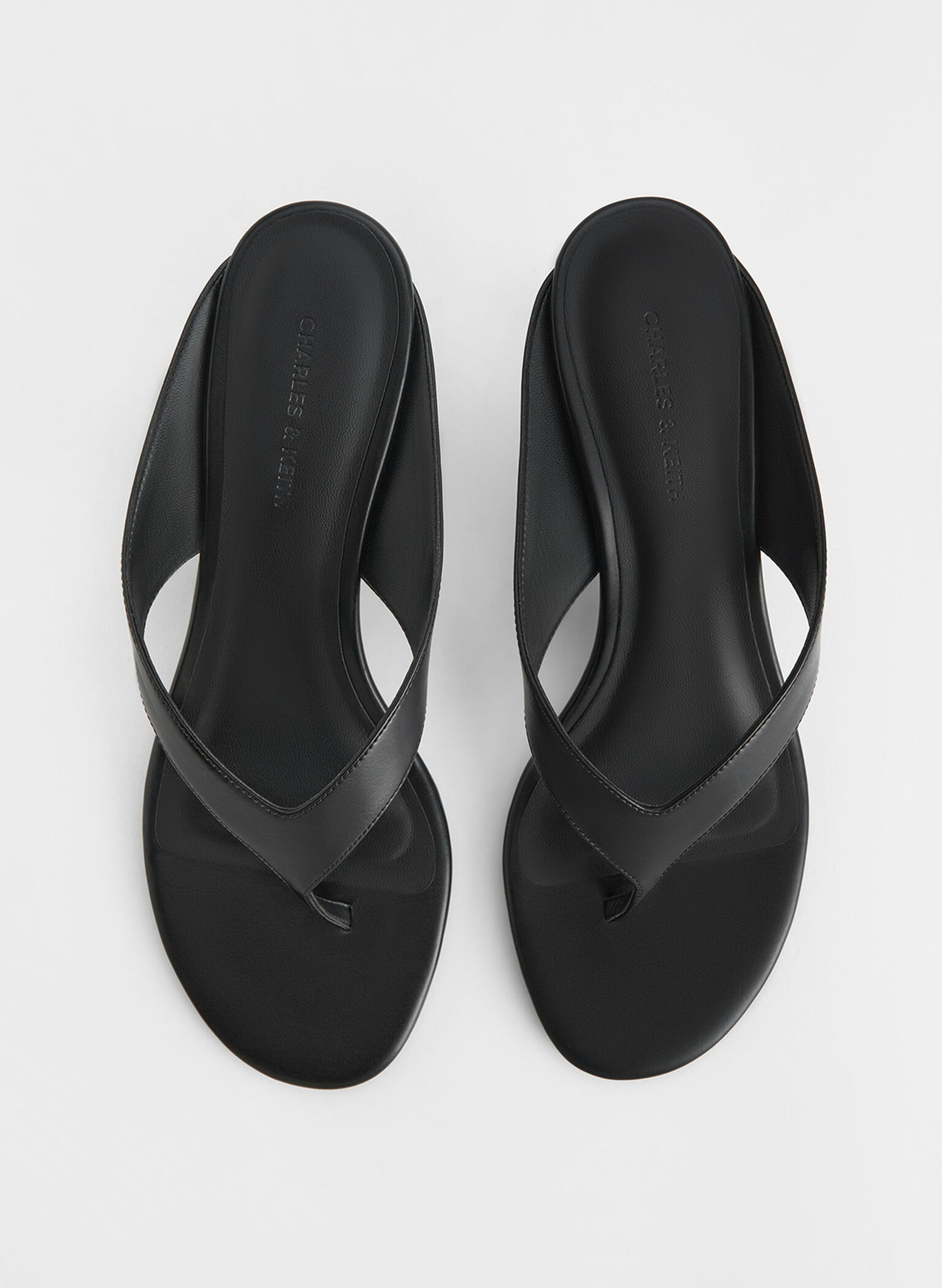 Wynn Sculptural-Heel Thong Sandals, Black, hi-res