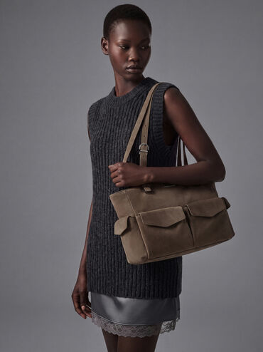 Rachel Multi-Pocket Tote Bag, Stone Grey, hi-res